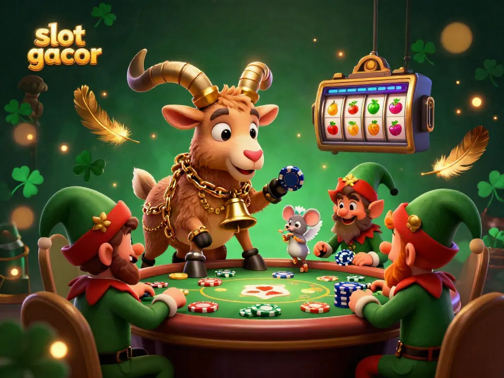 Experience the thrilling atmosphere of slot gacor in a vibrant casino scene with playful characters.