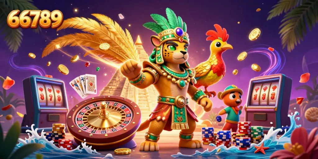 Experience the thrilling games at 66789 with vibrant casino elements and dynamic characters.