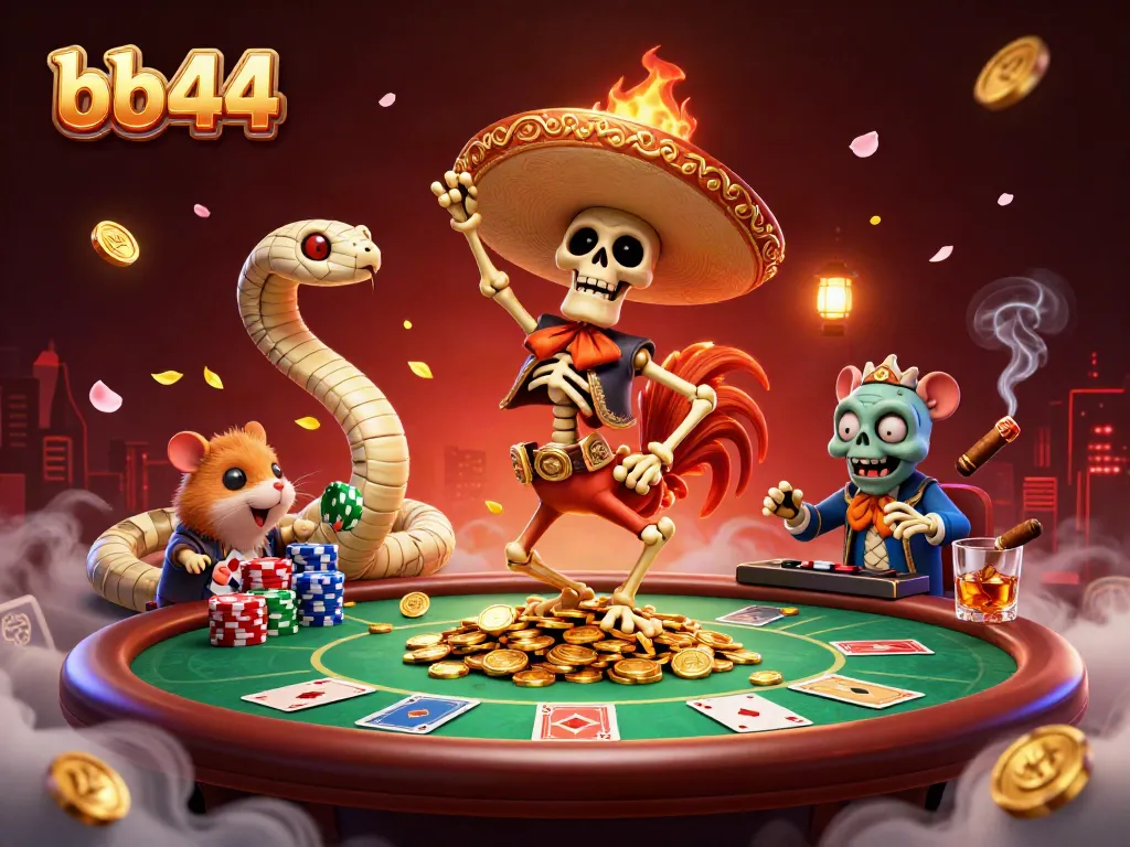 bb44 energizes players with a lively 3D scene of casino excitement, showcasing vibrant characters and dynamic gaming elements.