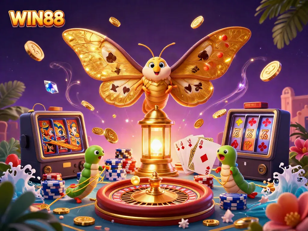 Experience the excitement of WIN88 with vibrant casino scenes and animated characters showcasing thrilling gameplay.