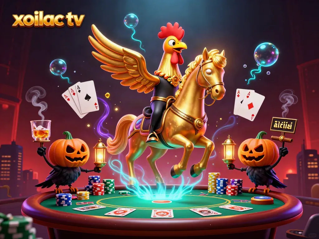 Experience exhilarating gaming with xoilac tv in this vibrant casino illustration featuring unique characters.